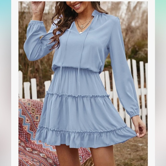Btfbm tunic  align waist Ruffle Dress - Picture 1 of 13